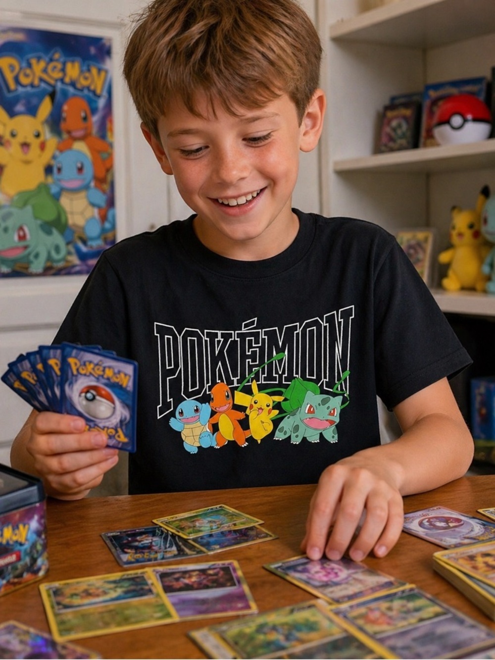 Pokemon Graphic T Shirt Kids Size 9/10 Pikachu Charmander Bulbasaur Squirtle